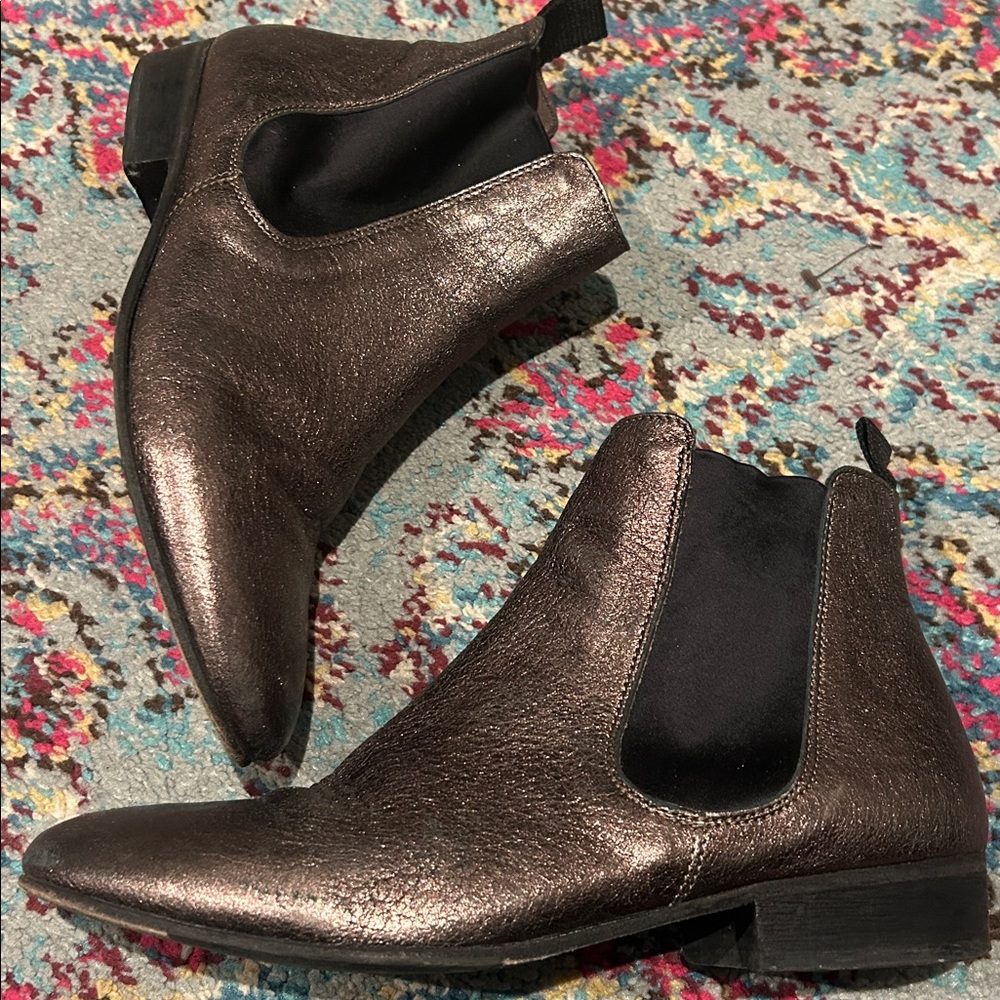 Boemos Italian Metallic Chelsea Leather‎ Ankle Boots 7